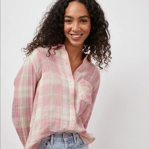 Rails button down top pink and cream, size Small